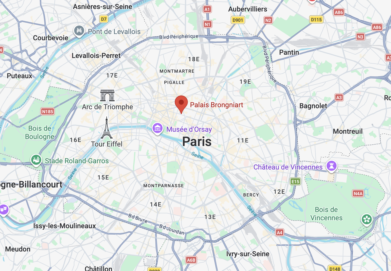 Paris の中心部を示した地図